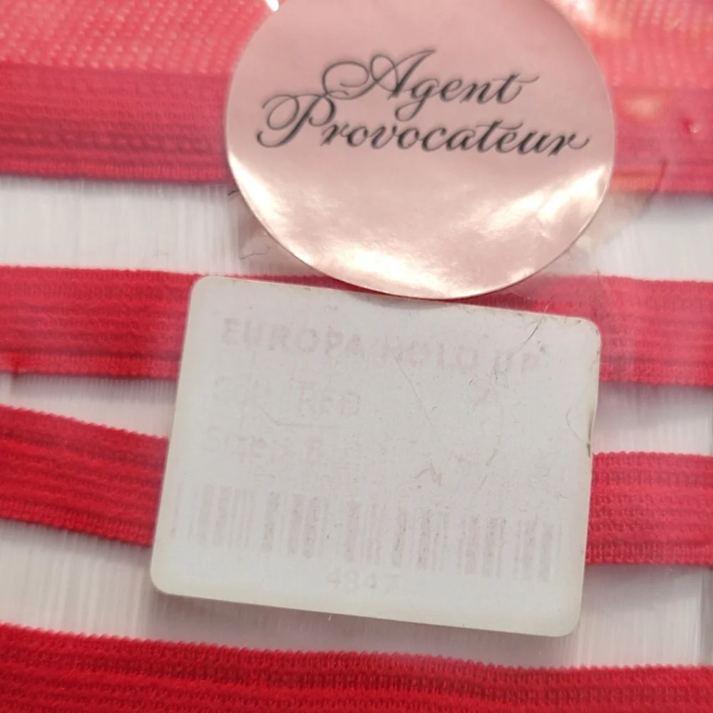 Agent Provocateur Europa Red Hold Up Stockings NWT Vintage Rare